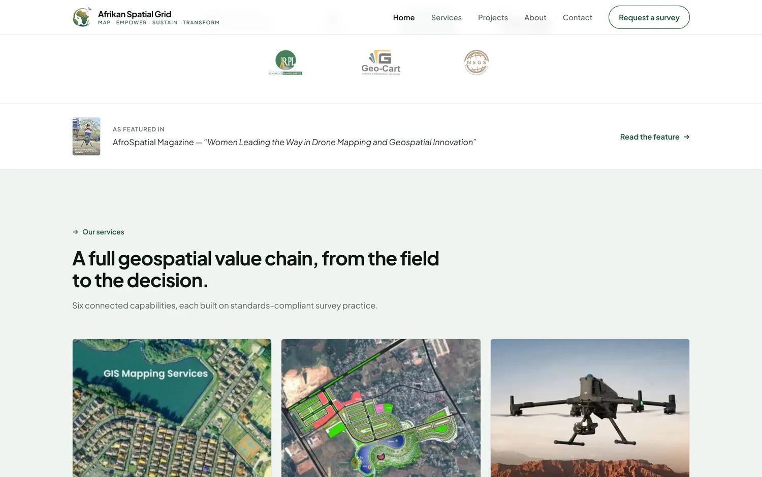 A full geospatial value chain, from the field to the decision