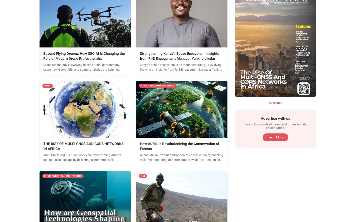 The article grid, driven by Strapi