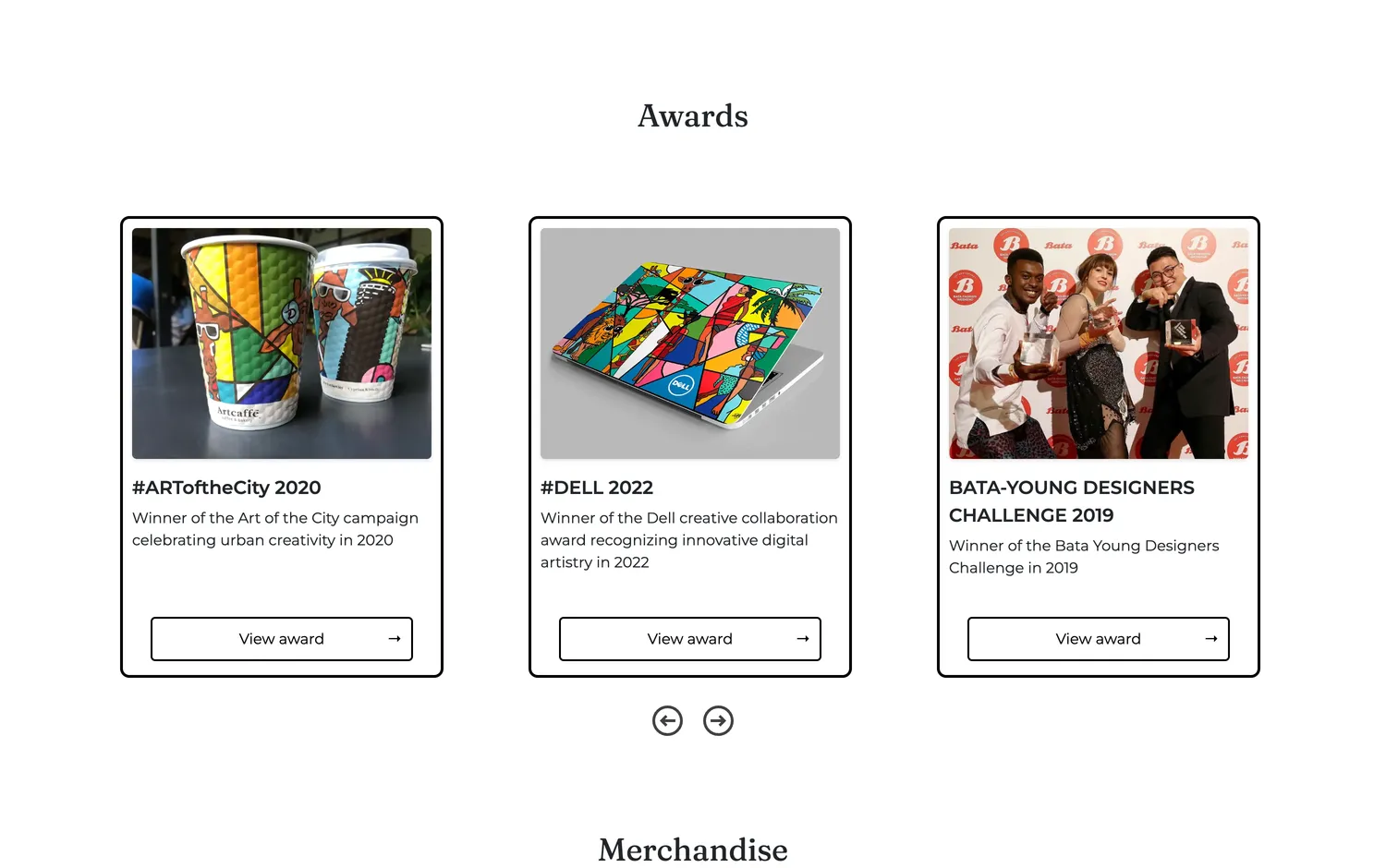 Awards and the merchandise line