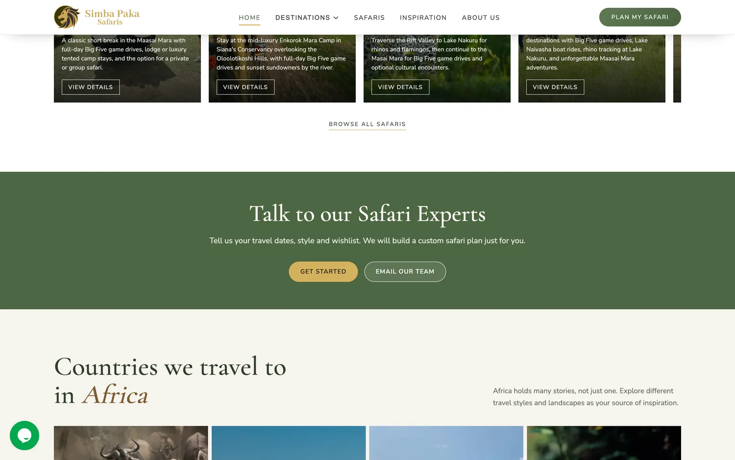 Talk to our safari experts, and the countries covered
