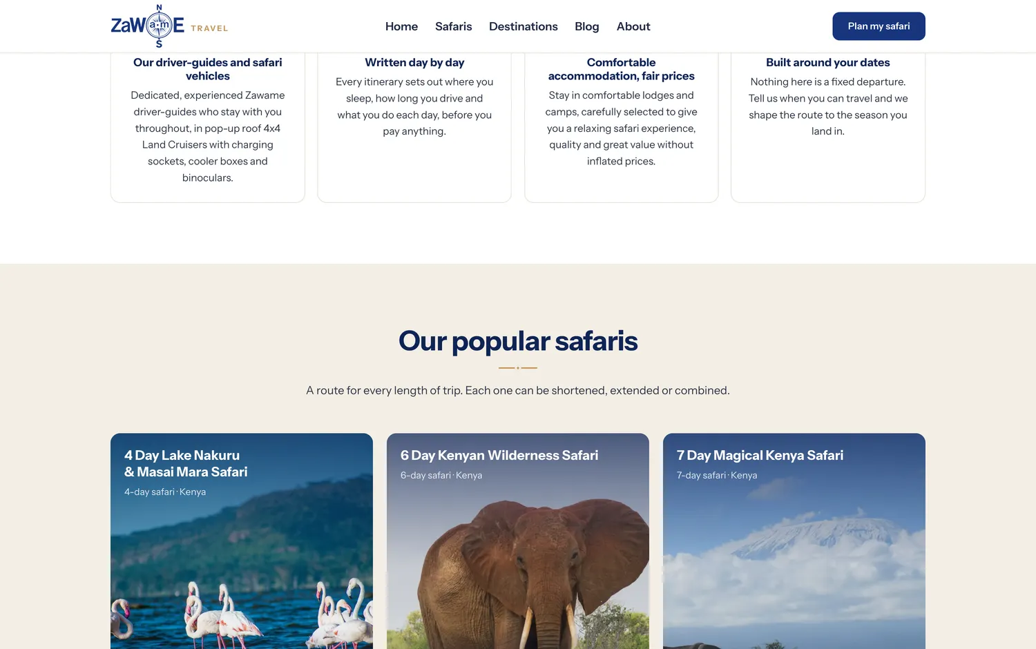 Popular safaris, and the enquiry funnel