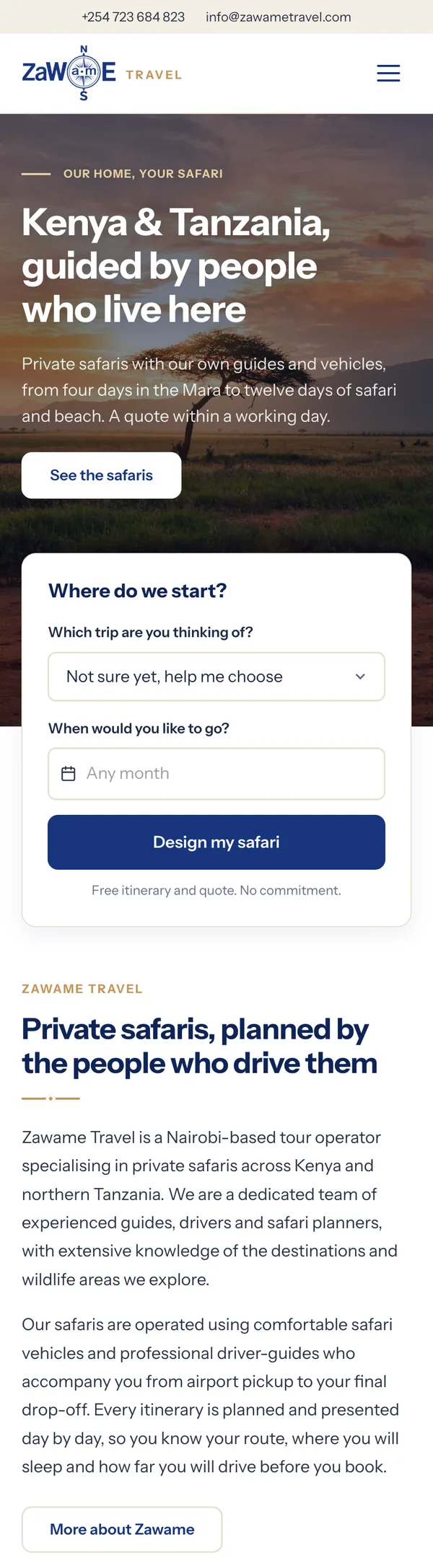 Zawame Travel — mobile